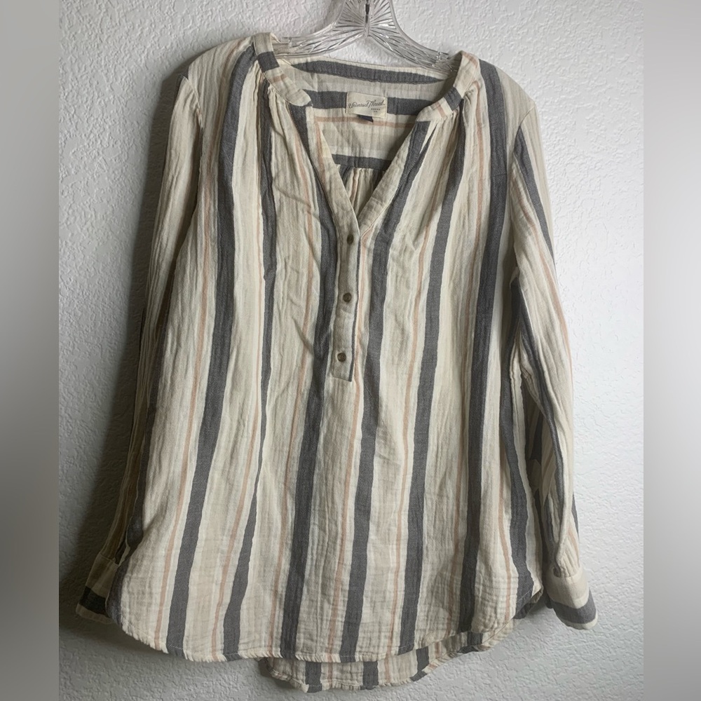 Universal Thread Cream and Gray Striped Camisole